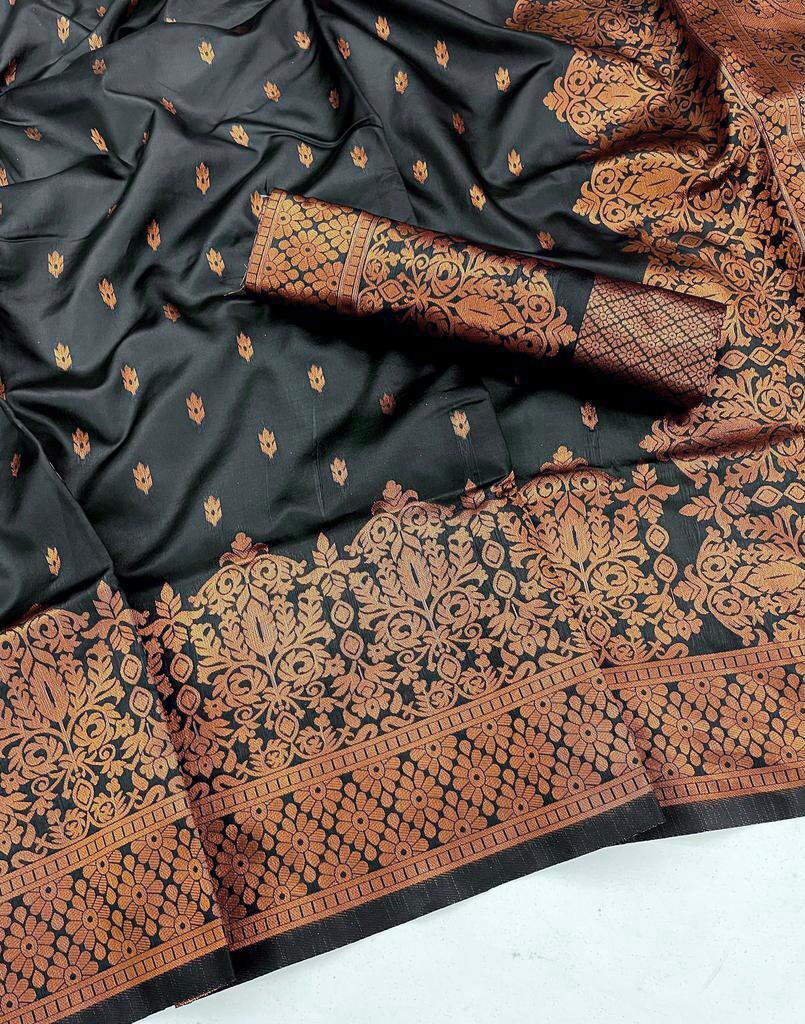 Midnight Gold Banarasi Silk Saree