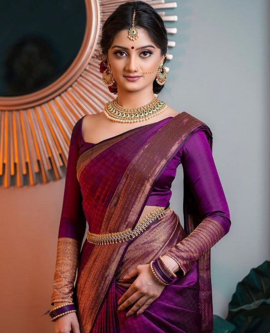 Royal Purple Elegance Kanjivaram Saree