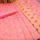 Pink and Gold Peacock Paisley Silk Saree