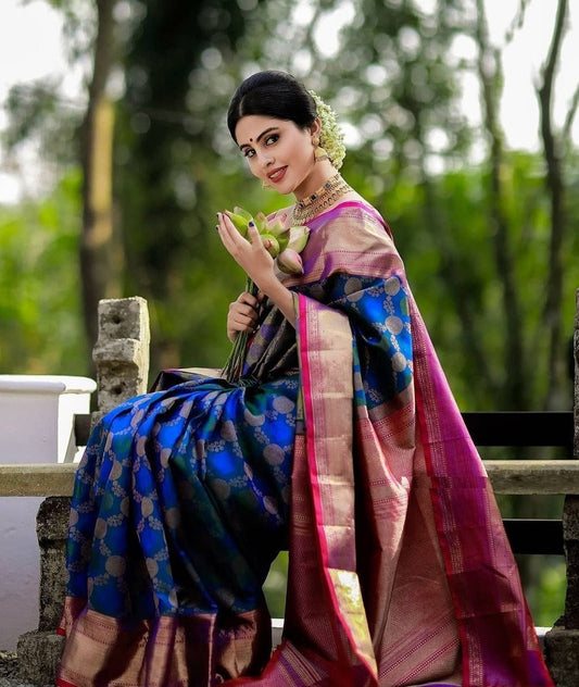 Blue Lotus Banarasi Silk Saree