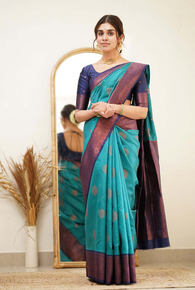 Midnight Elegance Kanjivaram Saree