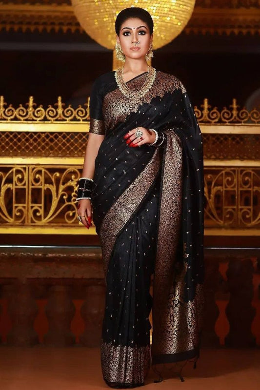 Midnight Gold Banarasi Silk Saree