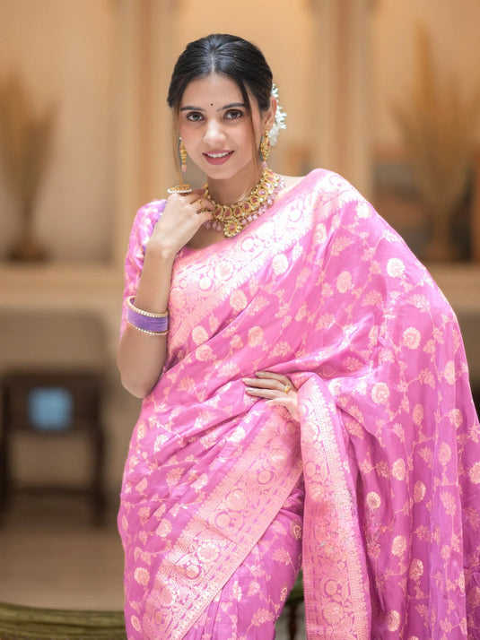 Regal Rose Banarasi Silk Saree