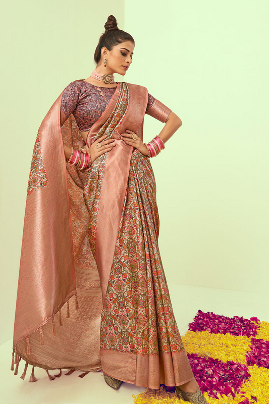 Rosy Elegance Banarasi Silk Saree