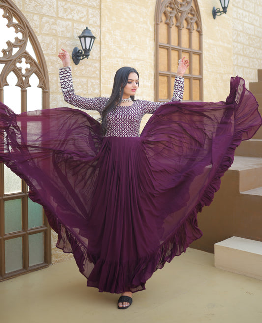 Regal Plum Geometric Gown