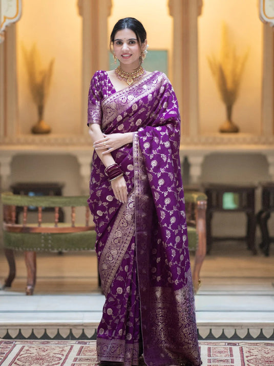 Regal Rose Banarasi Silk Saree