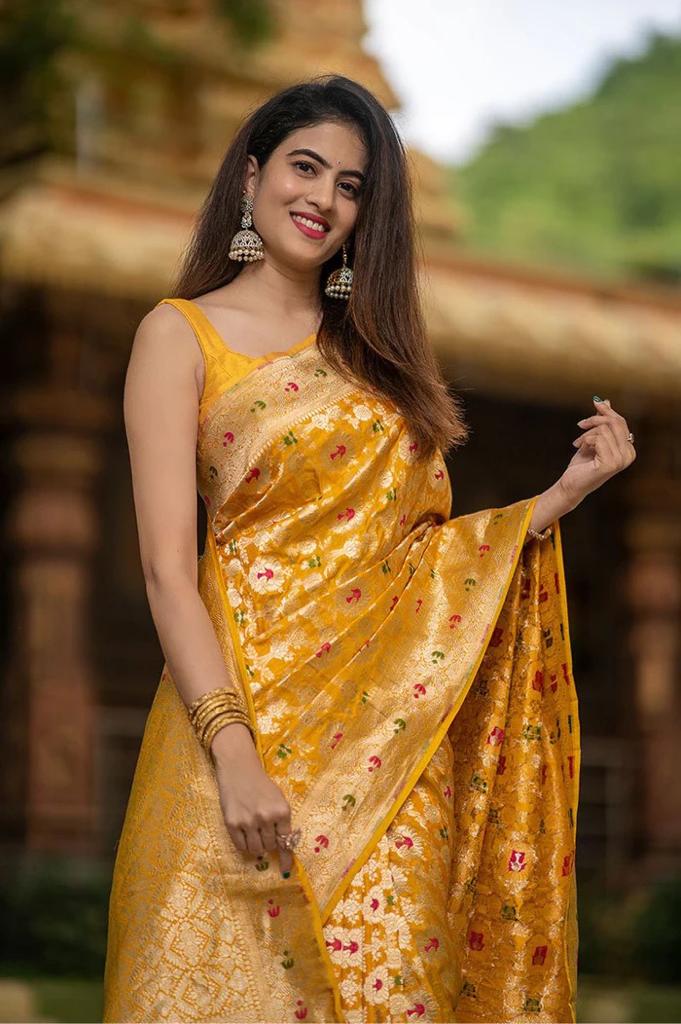 Golden Blossom Silk Saree