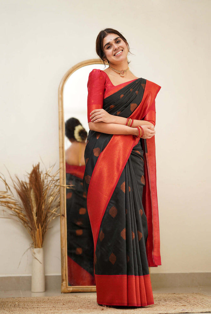 Midnight Elegance Kanjivaram Saree