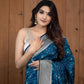 Blue Banarasi Silk Saree with Silver Zari Work