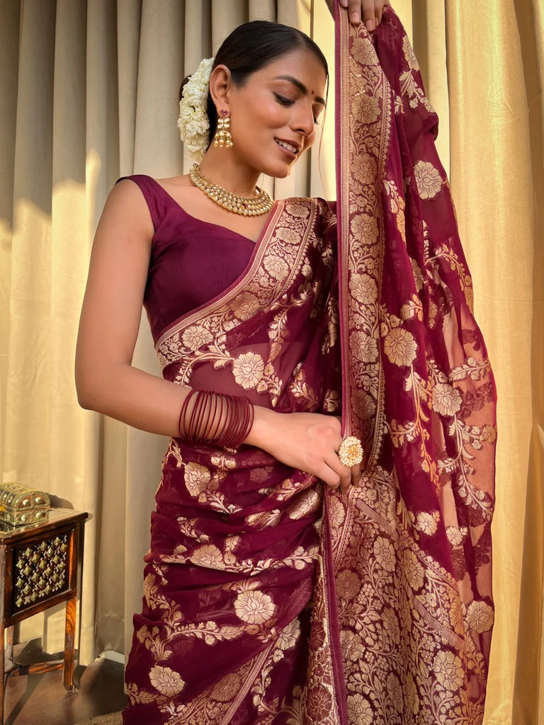 Opulent Emerald Banarasi Saree