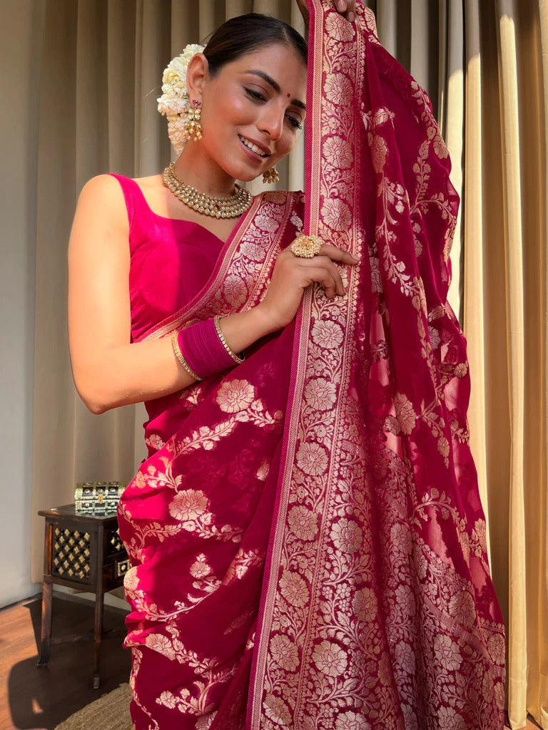 Opulent Emerald Banarasi Saree