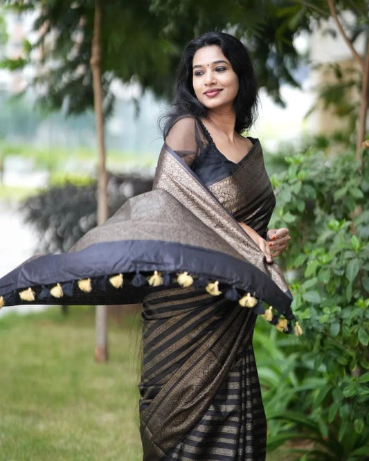 Midnight Opulence Kanjivaram Saree