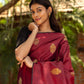 Maroon Kanjivaram Silk Saree with Golden Motifs