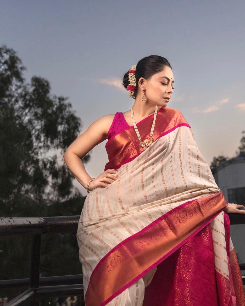 Ivory Rose Paithani Saree