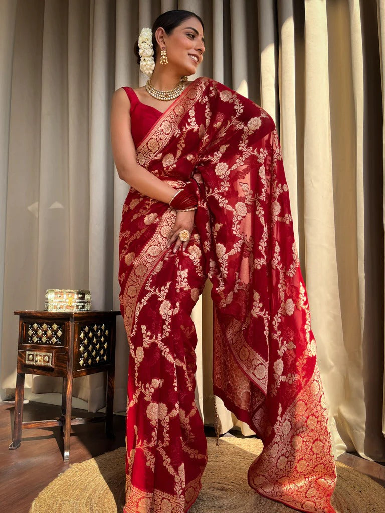 Opulent Emerald Banarasi Saree