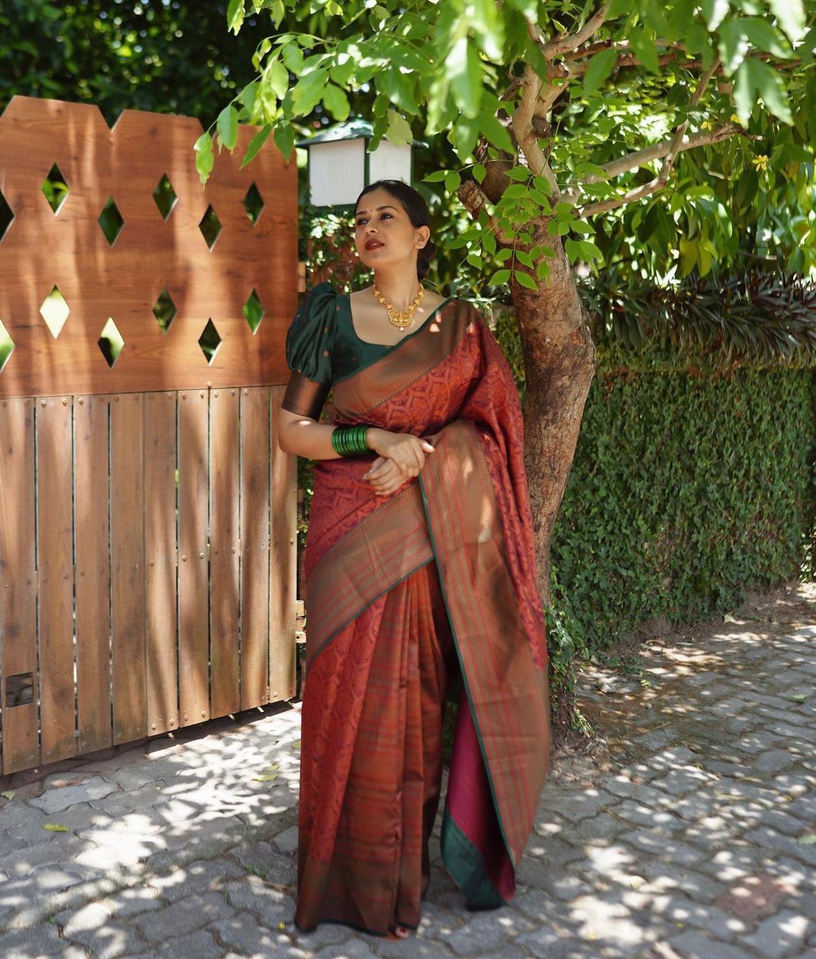 Crimson Flora Kanjivaram Saree