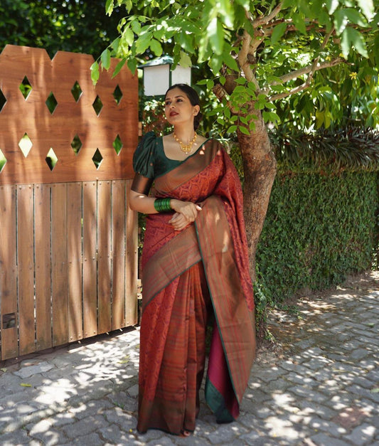 Crimson Flora Kanjivaram Saree