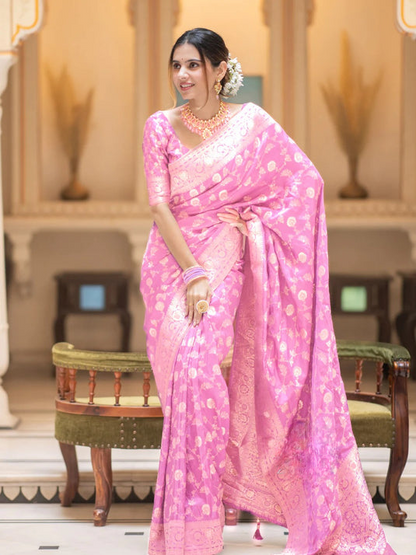 Regal Rose Banarasi Silk Saree