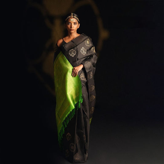 Emerald Midnight Silk Saree