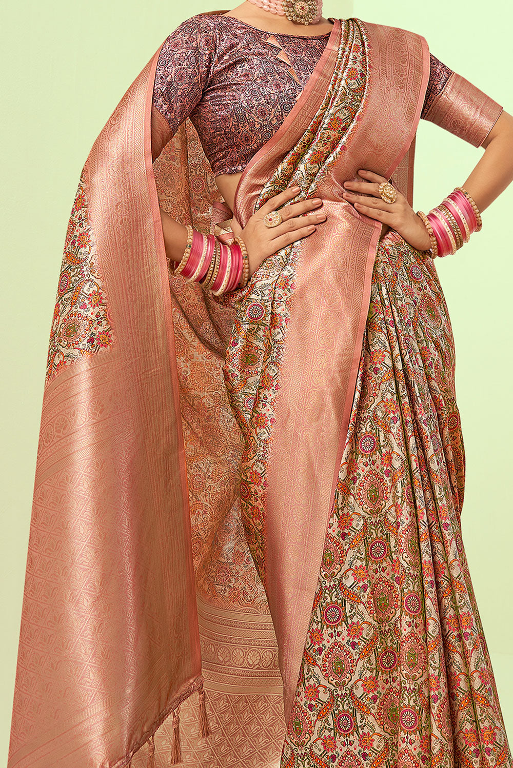 Rosy Elegance Banarasi Silk Saree