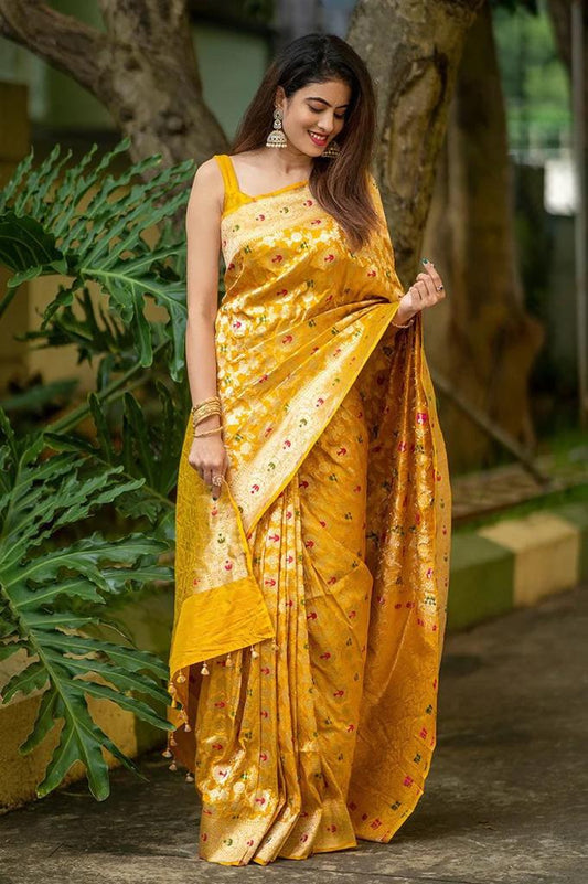 Golden Blossom Silk Saree