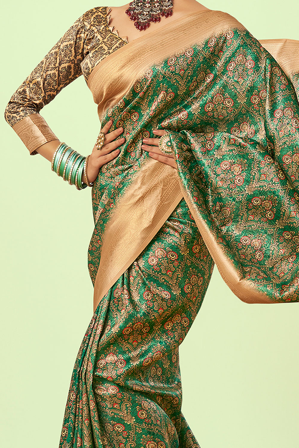 Emerald Majesty Banarasi Silk Saree