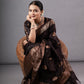 Black Silk Saree with Golden Work