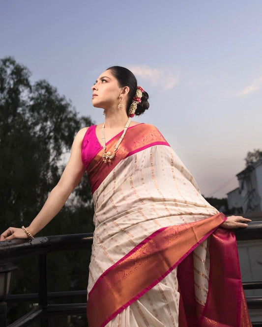 Ivory Rose Paithani Saree