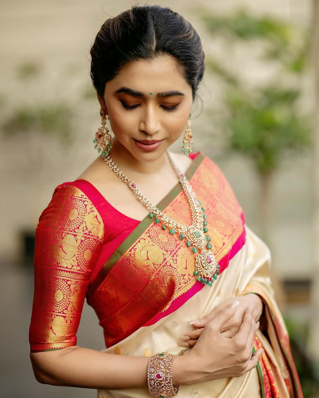 Golden Crimson Kanjivaram Saree