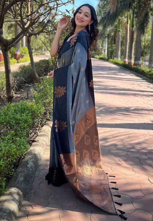 Midnight Elegance Banarasi Saree