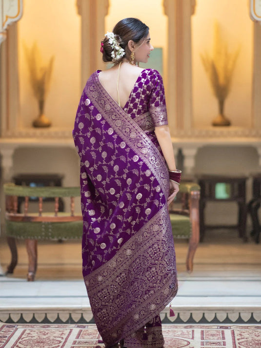 Regal Rose Banarasi Silk Saree