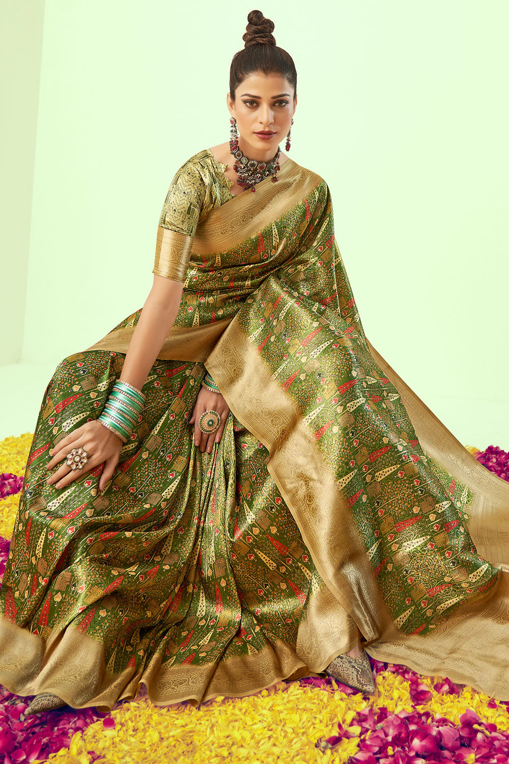 Enchanted Emerald Banarasi Silk Saree