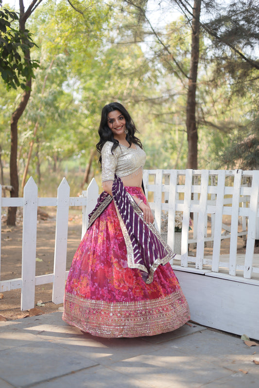 Pink Floral Elegance Lehenga Choli