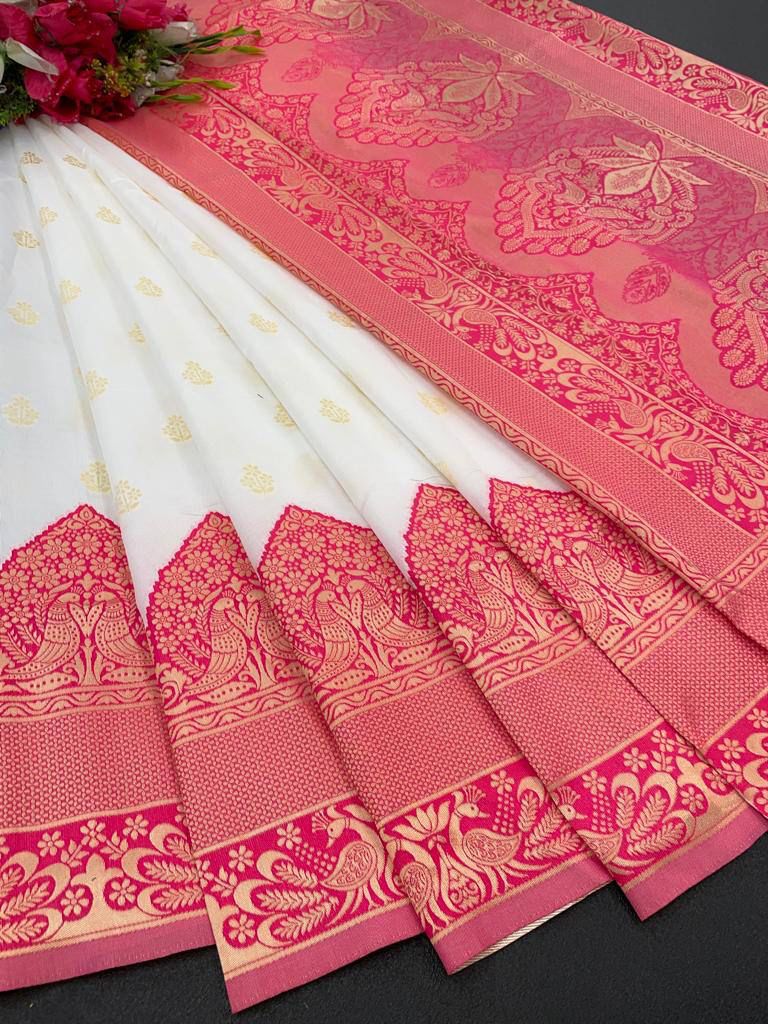 Golden Blossom Banarasi Saree