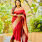 Golden Polka Red Banarasi Saree