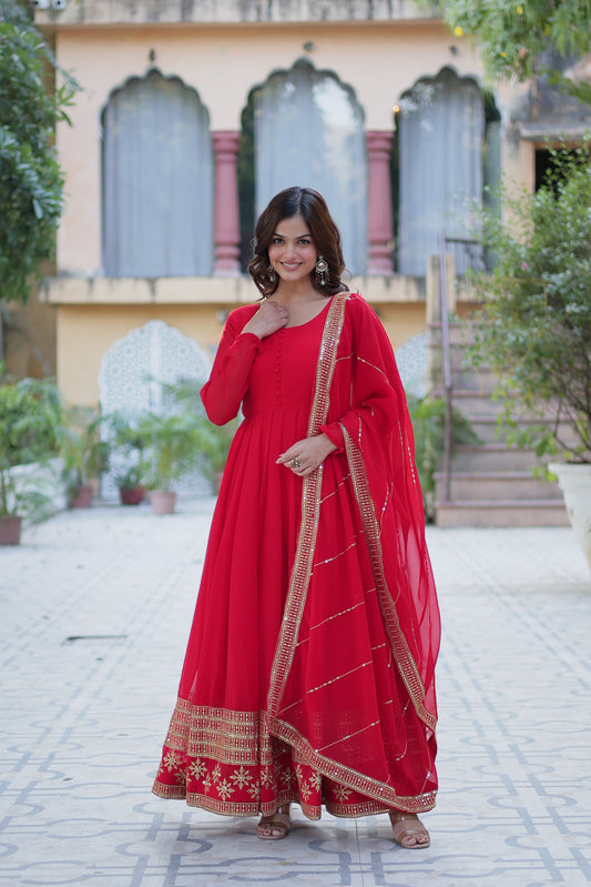 Majestic Blue Embroidered Anarkali Gown