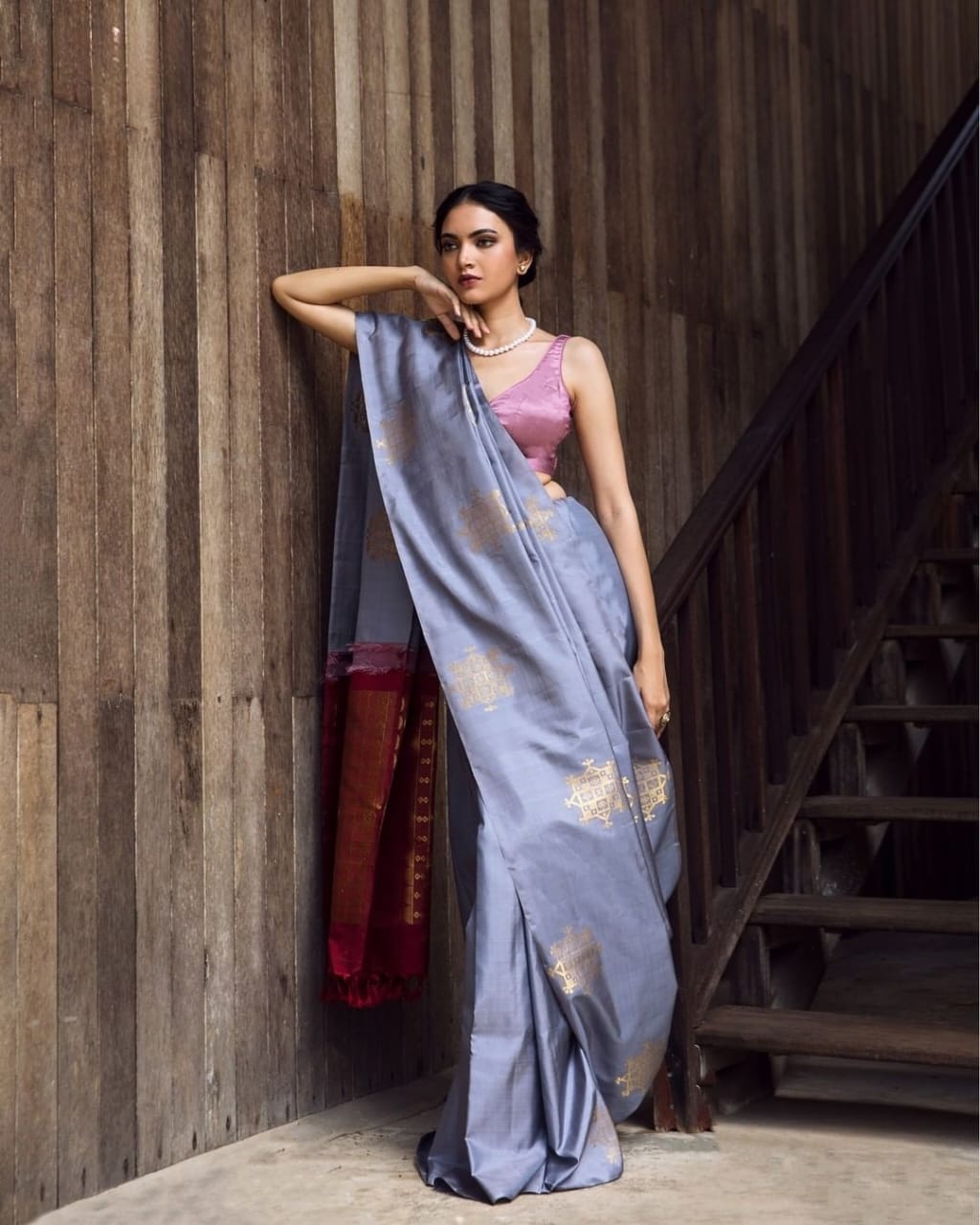 Silver Gleam Silk Saree