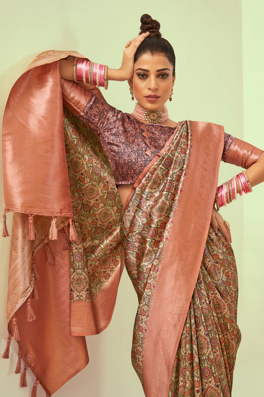 Rosy Elegance Banarasi Silk Saree