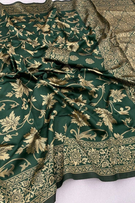 Emerald Elegance Banarasi Silk Saree