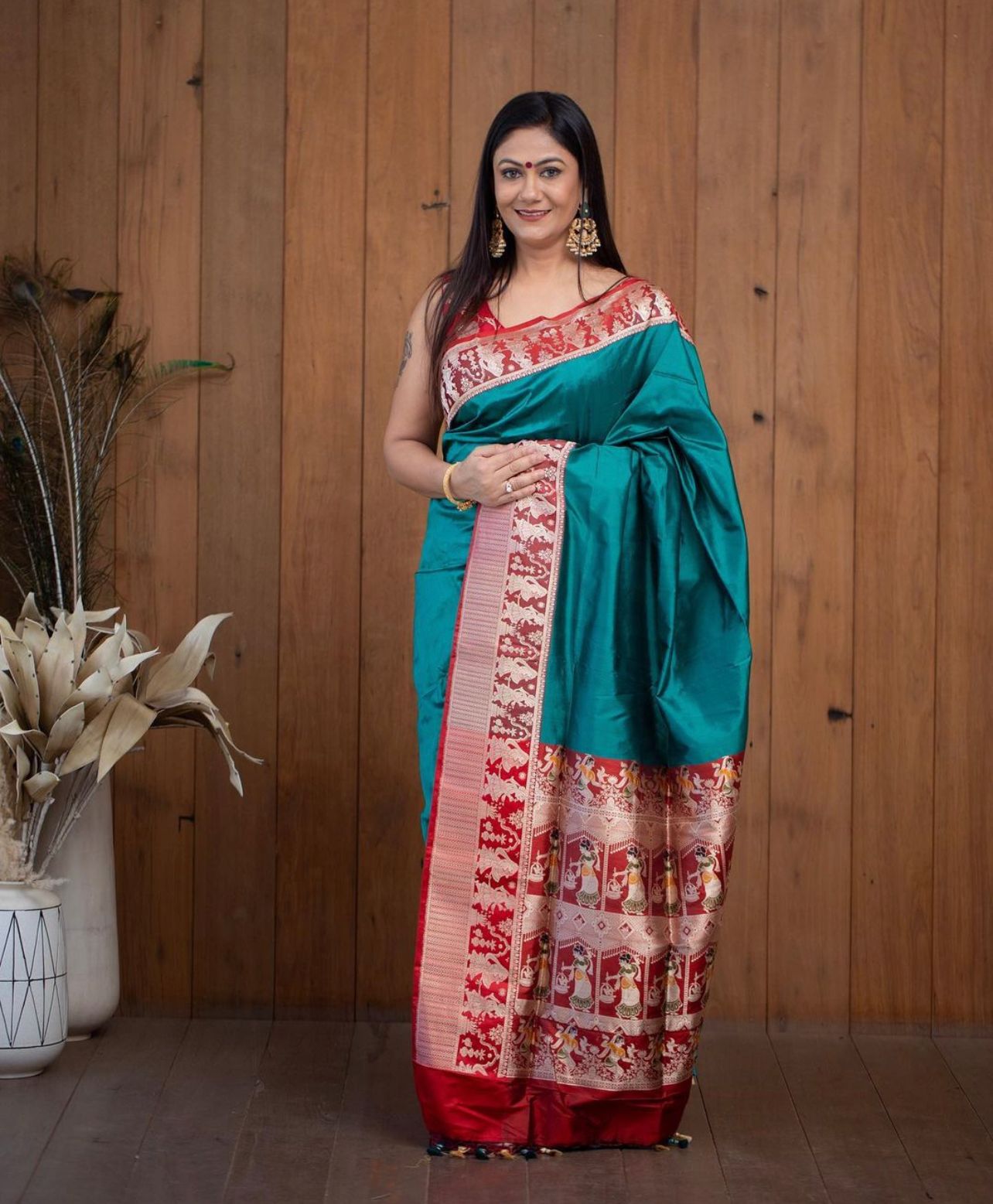 Teal Heritage Patola Saree