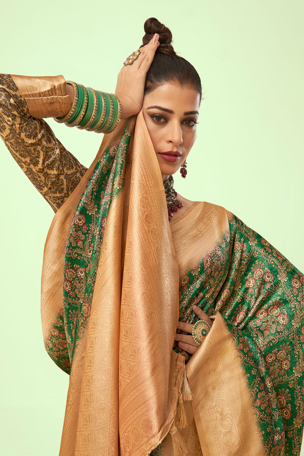 Emerald Majesty Banarasi Silk Saree