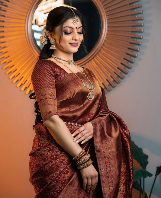 Regal Maroon Kanjivaram Saree