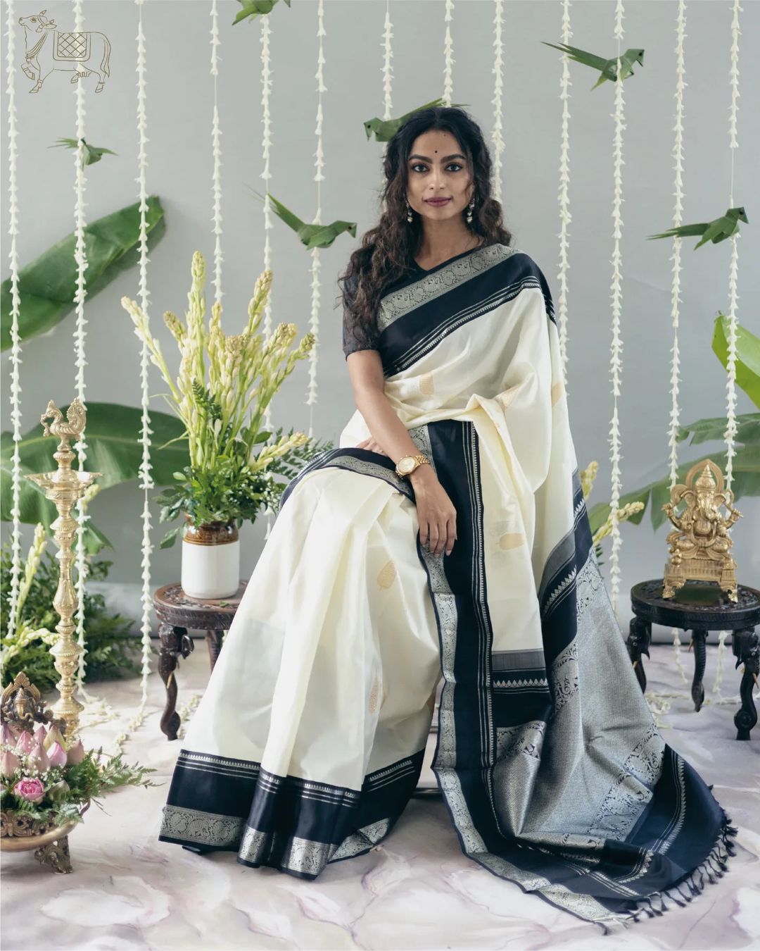 Silk White Kasavu Saree