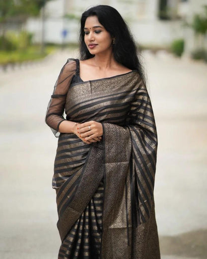 Midnight Opulence Kanjivaram Saree