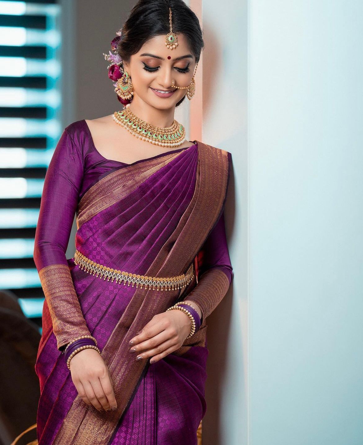 Royal Purple Elegance Kanjivaram Saree