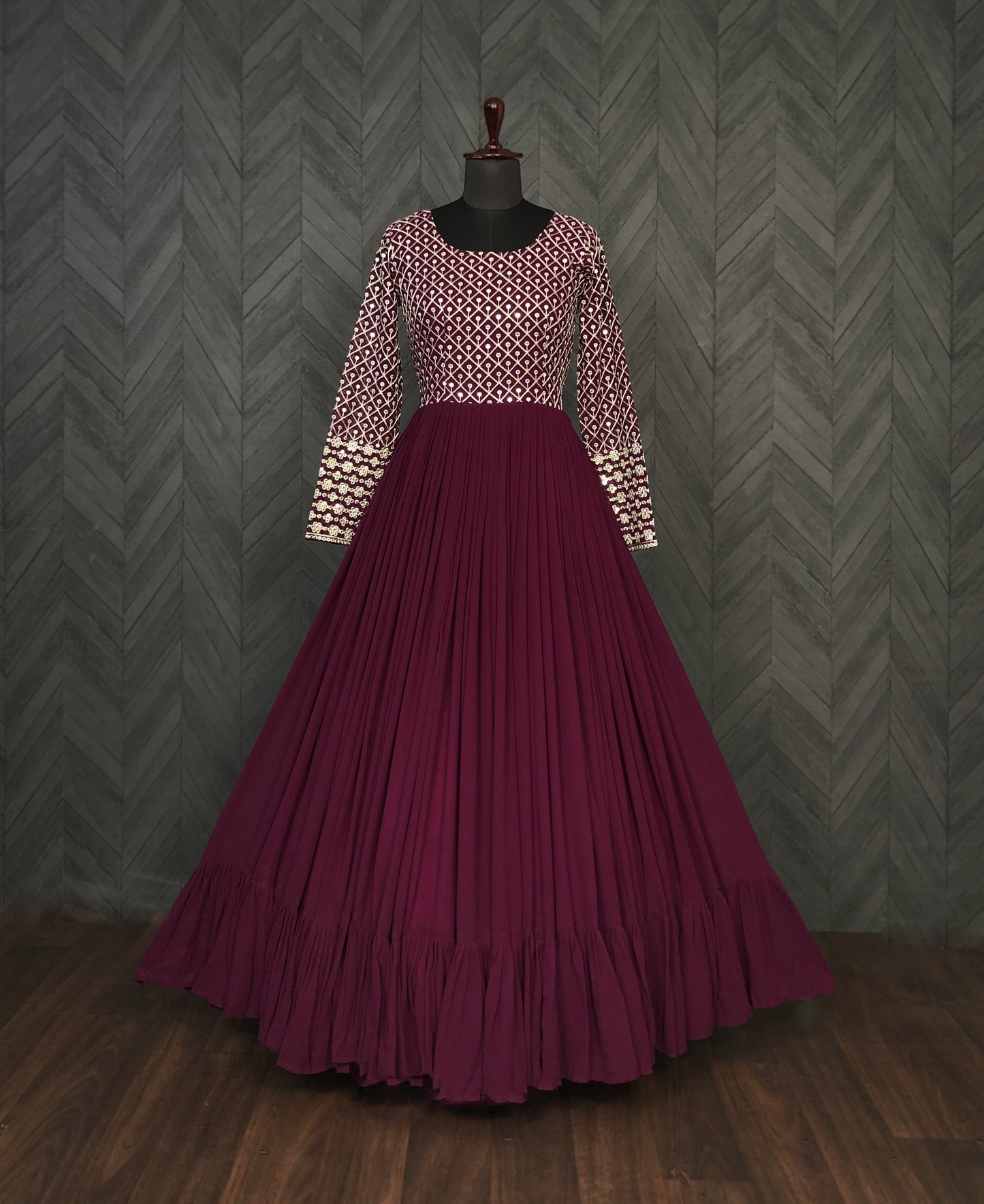 Regal Plum Geometric Gown