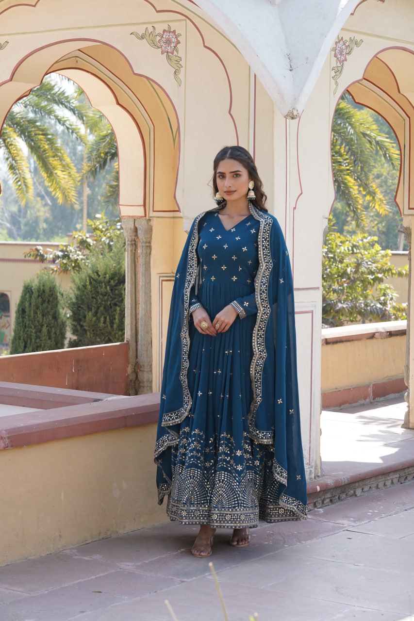 Embroidered Starry Night Gown