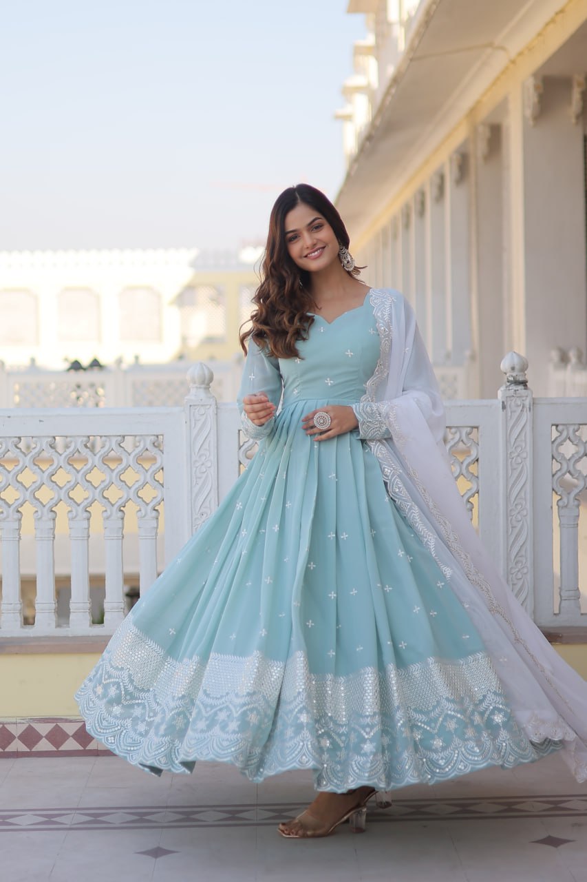 Elegant Sky Blue Gown