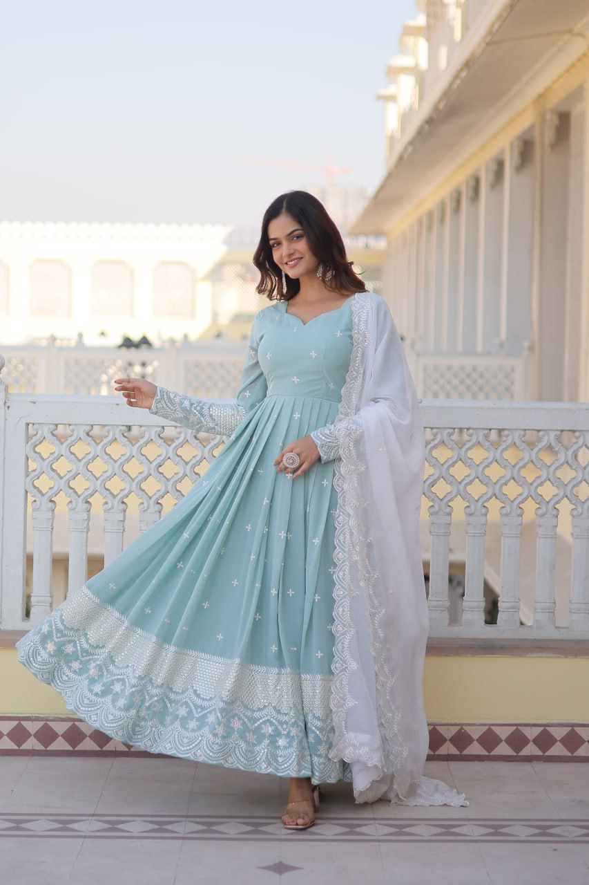 Elegant Sky Blue Gown