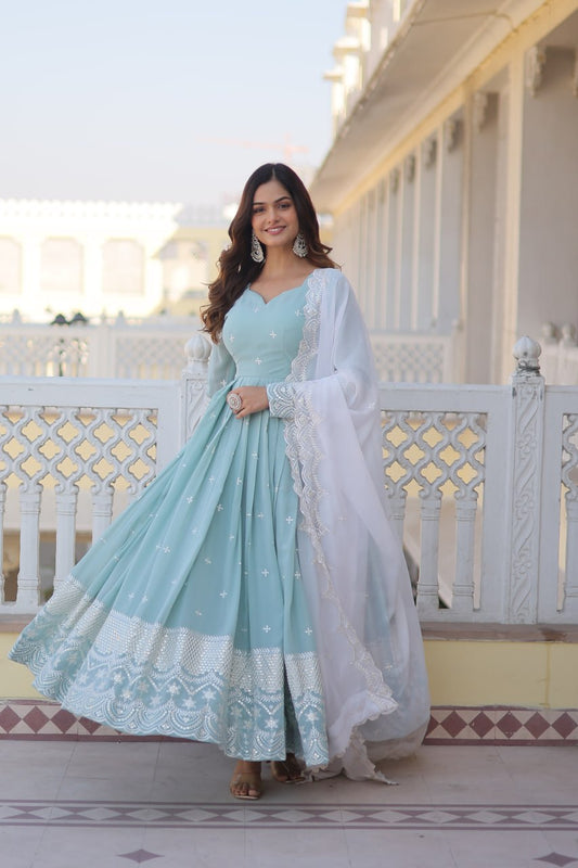 Elegant Sky Blue Gown